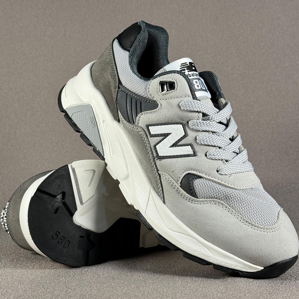 NB 580 Import Stone Grey/White - Sneakers Unisex, bisa COD ukuran 40, 41, 42, 43, 44