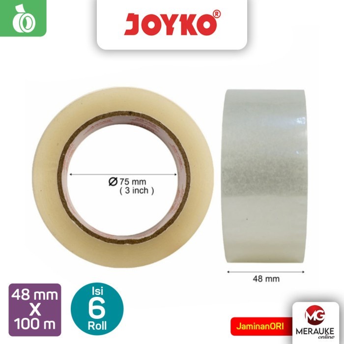 

HJK OPP Lakban Bening JOYKO 1-100 48 mm x 100 m (1 Slop: 6 Rol)