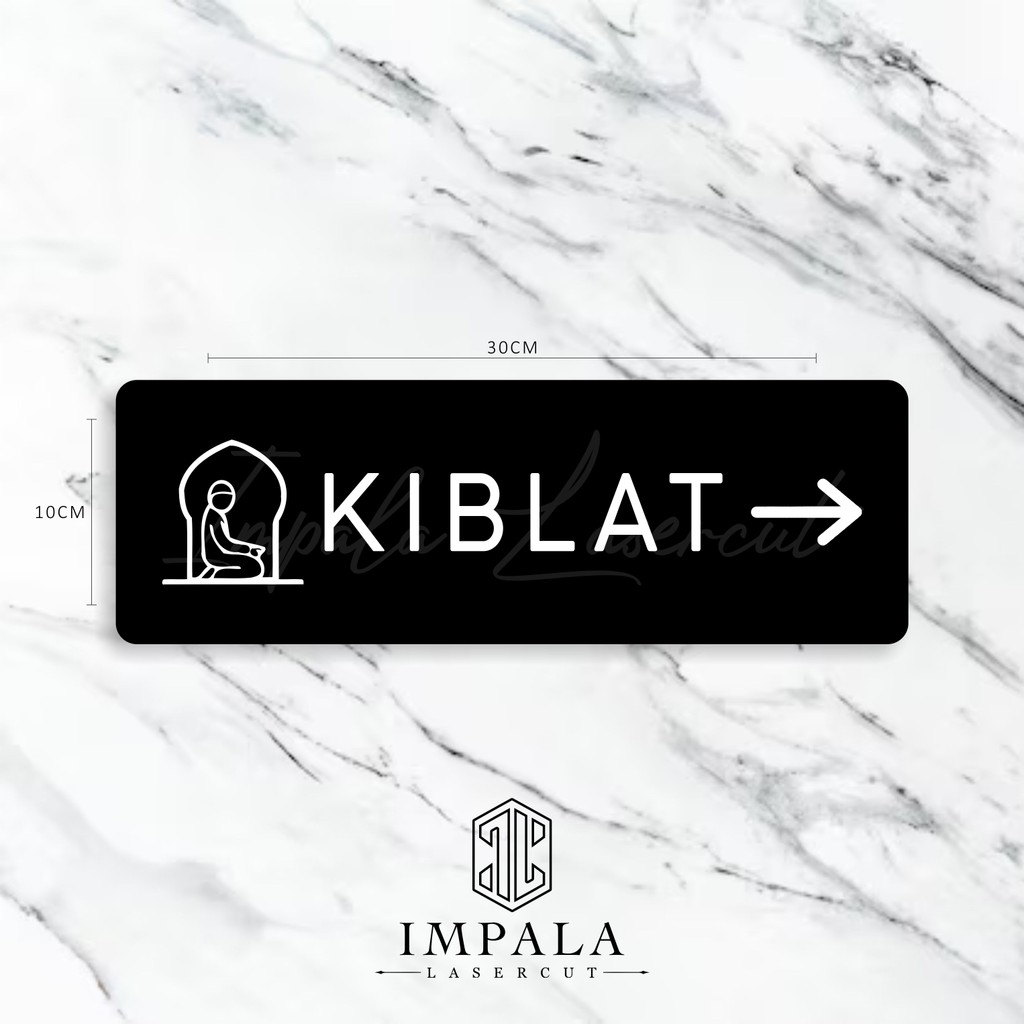 Sign Papan Tanda Akrilik Arah Kiblat Laser Cut Modern Label Sign