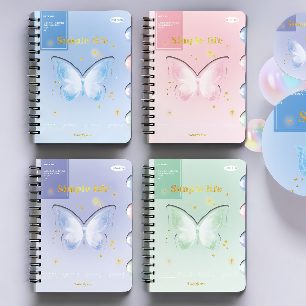 

NOTEBOOK RING / BUKU CATATAN DIARY MOTIF BUTTERFLY AND SCENERY Y2K UKURAN A6 DENGAN PEMBATAS HALAMAN