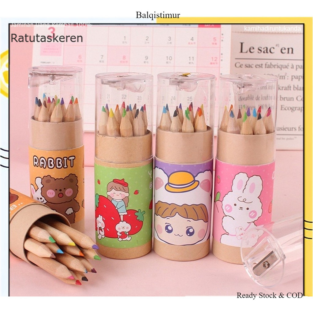 

PENSIL WARNA 12 IN 1 + SERUTAN PENSIL COLOR PENCILS QUALITY PENSIL WARNA KARAKTER KEMASAN TABUNG MURAH KEREN