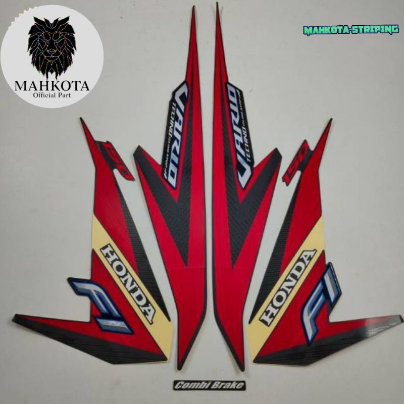 Striping Stiker Polet Sepeda Motor List honda vario 150 techno 2015 2016 idling stop hitam Lis merah