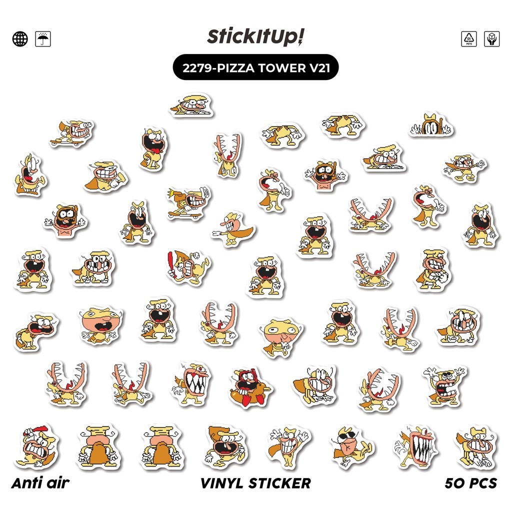 

COD✨ 50 Pcs Stiker PIZZA TOWER V21 Lucu Anti Air Untuk Dekorasi Notebook Sepeda Skateboard Handphone DIY