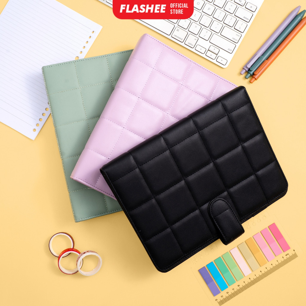 

Binder Polos Eksklusif A5 20 Ring Notebook Kulit Sintetis PU Leather Cover Agenda Polos Bahan Puffy