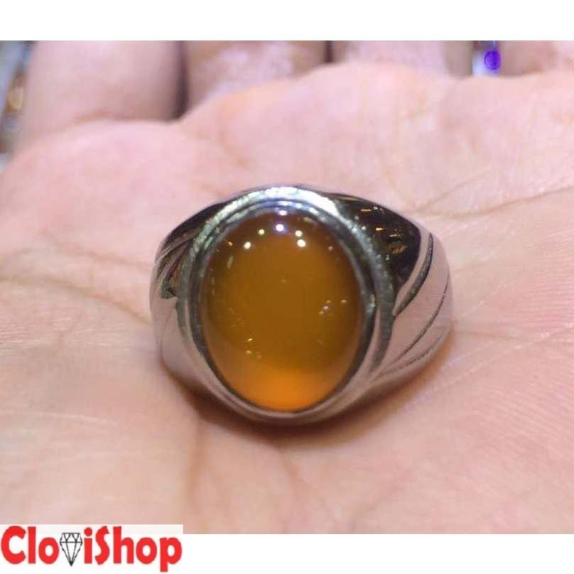 Cincin Titanium Tanam Batu Akik Natural Solar Aceh Small Size HQ