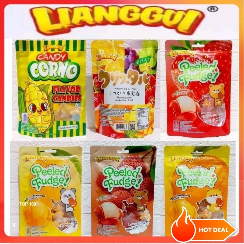 

[Jaminan kualitas] HALAL LIANGGUI PEELED FUDGE 108gr/ LIANG GUI PERMEN LUNAK ANEKA RASA BUAH/ JERUK/ STROBERI/ JAGUNG/ MANGO/ MANGGA/ LIANGGUI