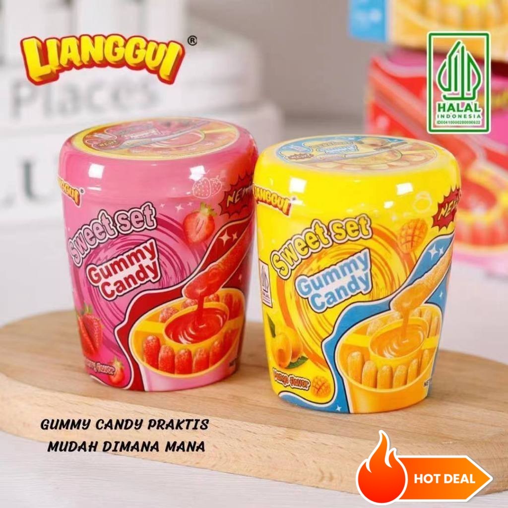 

[Hampers/Gift] [Harga promosi diskon]Lianggui Hala Permen Sticky Sweet Set Gummy dengan Saus Selai Rasa Set Gummy dengan Saus Selai Rasa Stoberi Mangga 60g Permen Buah Candy Corno Rasa Stroberi Permen