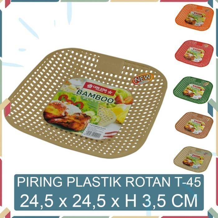 BUNTON Lion Star Piring Plastik Rotan Anyaman Bamboo Plate T-45 05 LionStar Plastik Berkualitas Mura
