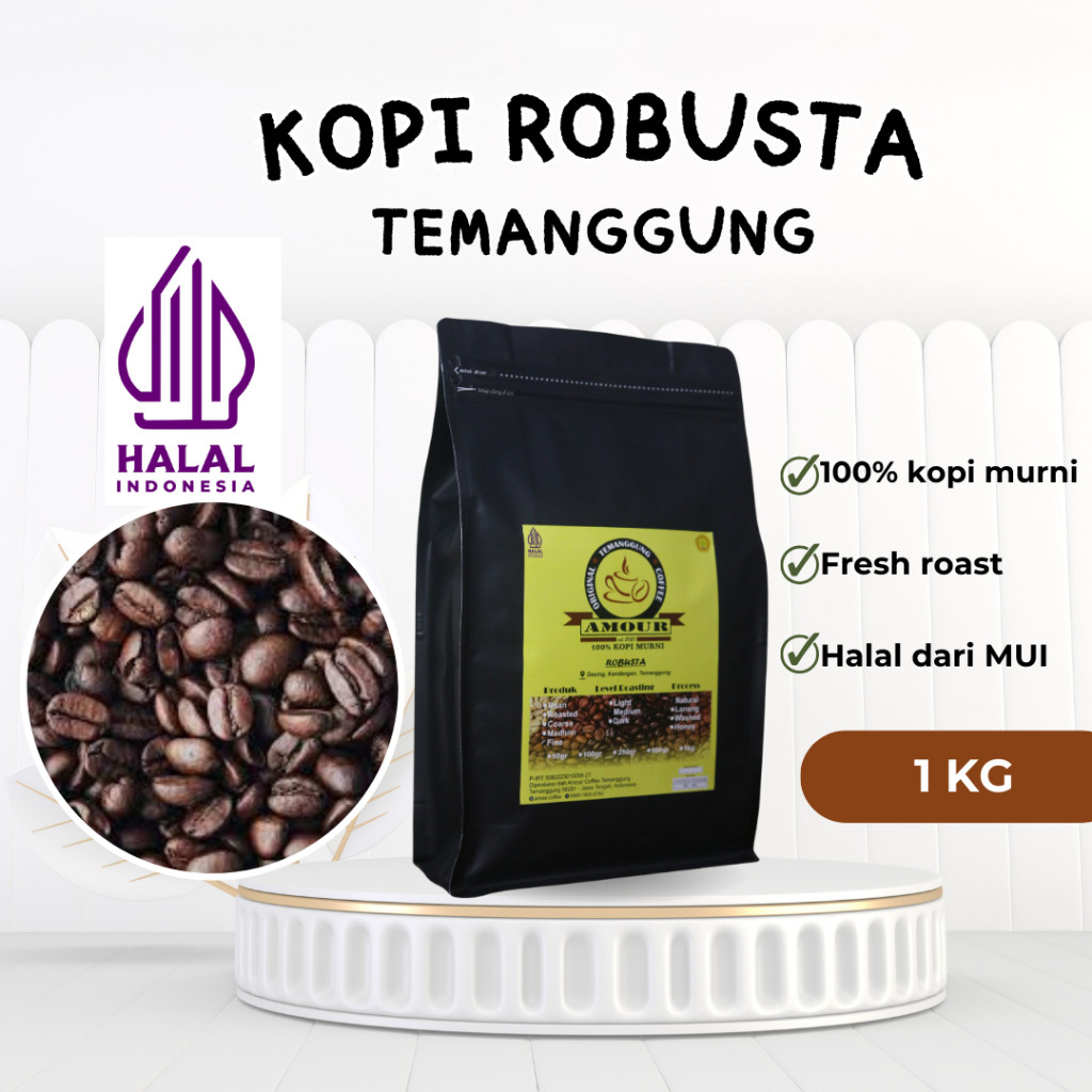 

Kopi Robusta 1 kg Biji Roasting / Bubuk Murni 100% Temanggung Biji Premium