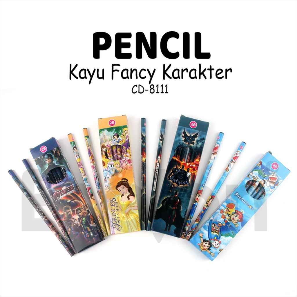 

12pcs Pensil Kayu 2B Karakter / 1pack pensil kayu 2B / pensil kayu karakter