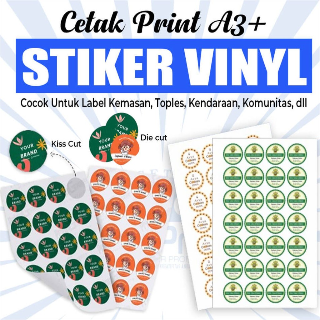 

Custom Cetak Sticker A3 Bahan Vinyl Putih Susu Cutting / Tanpa Cutting Tanpa Min Order Stiker Label Olsho / Kemasan / Stiker Distro