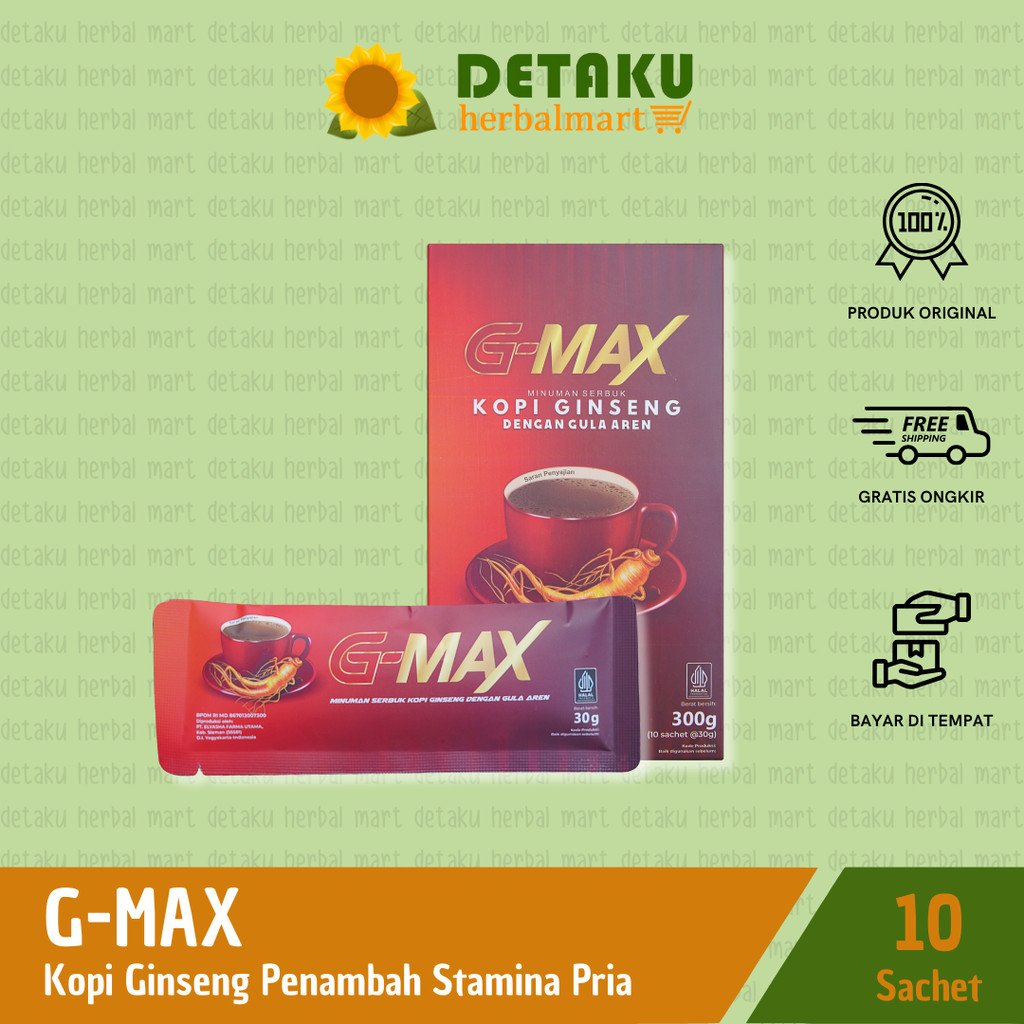 

Kopi G-MAX Kuat Pria Tahan Lama Penambah Stamina Kopi Ginseng Box 10 Sachet