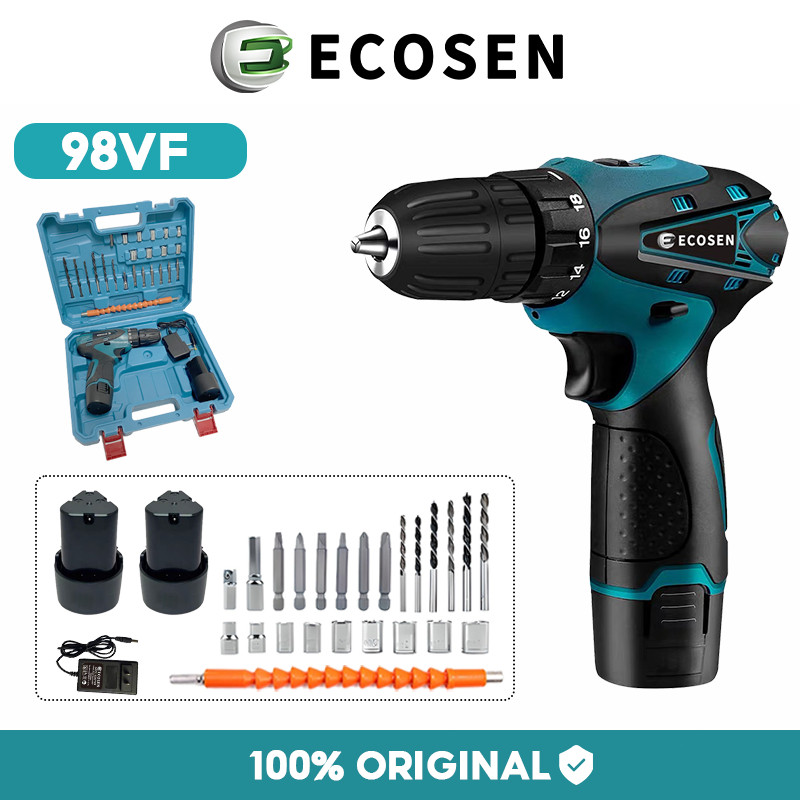 jf42dl ECOSEN 98V Mesin Bor Tangan Bor listrik Bor cas Cordless Drill Battery