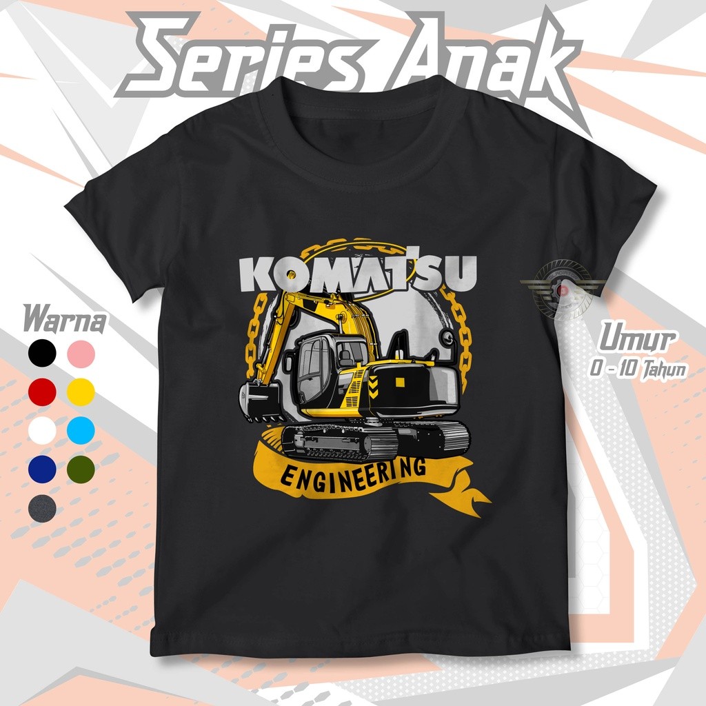 KAOS ANAK TRUK KOMATSU ENGINEERING USIA 0-10 TAHUN | Baju Distro Kids Atasan Anak Laki Laki Perempua