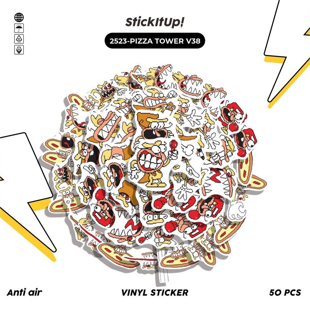 

COD✨ 50 Pcs Stiker PIZZA TOWER V38 Lucu Anti Air Untuk Dekorasi Notebook Sepeda Skateboard Handphone DIY