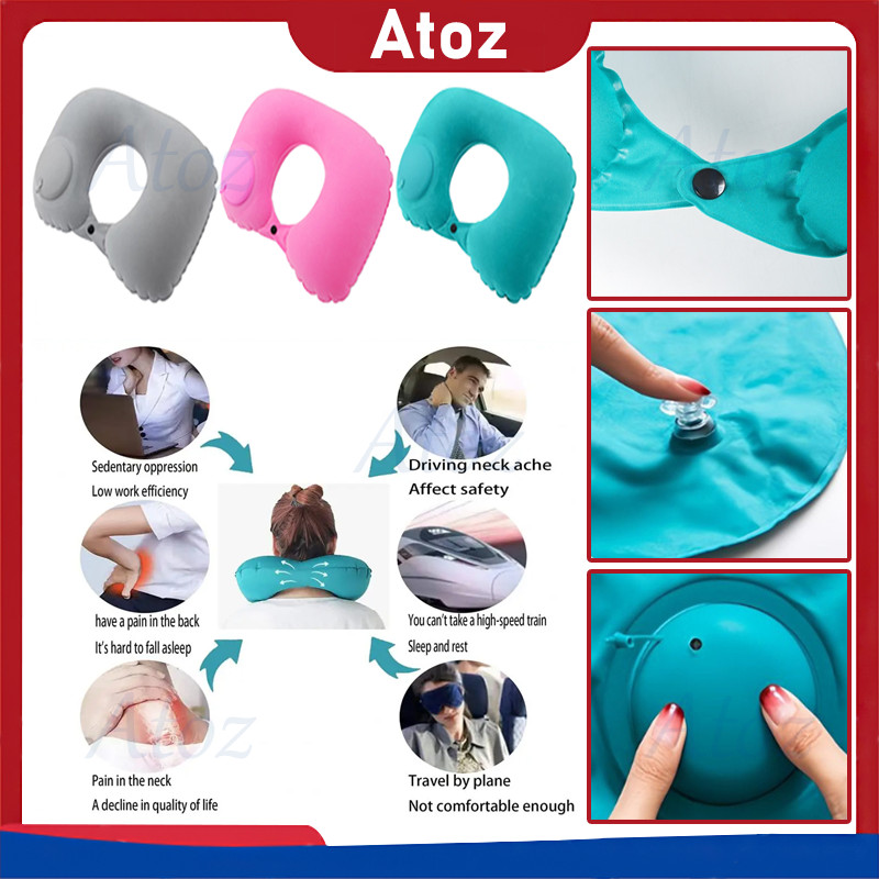 bantal leher tiup otomatis/bantal leher perjalanan tiup berbentuk u/bantal leher tiup berbentuk u po