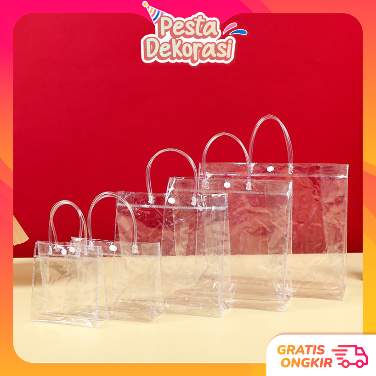 

PESTA DEKORASI - 6442 Tas Souvenir Transparan / Hampers Bening Serbaguna Tebal