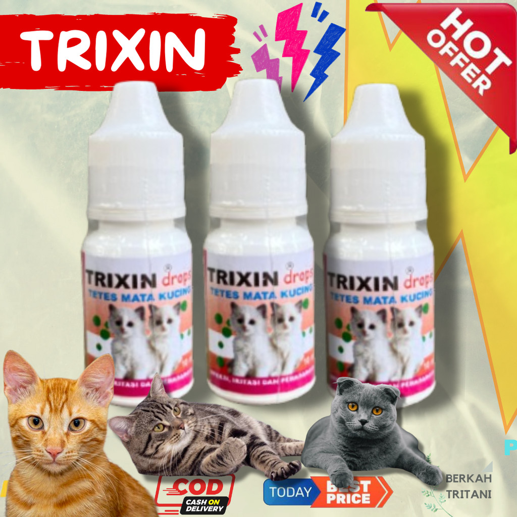 TRIXIN DROP - Obat Tetes Mata Hidung Kucing Cat Kitten Anti Infeksi Iritasi Mata Tetes Mata Hewan - 