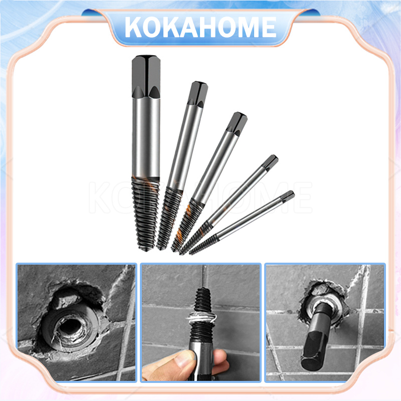 screw extractor set 5pcs / baut kran rusak pipe screw extractor