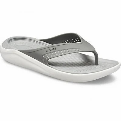 PROMO- Sendal Crocs Literide Flip / Crocs / Sandal Crocs Pria / Sendal Jepit - Hitam/Putih, 43