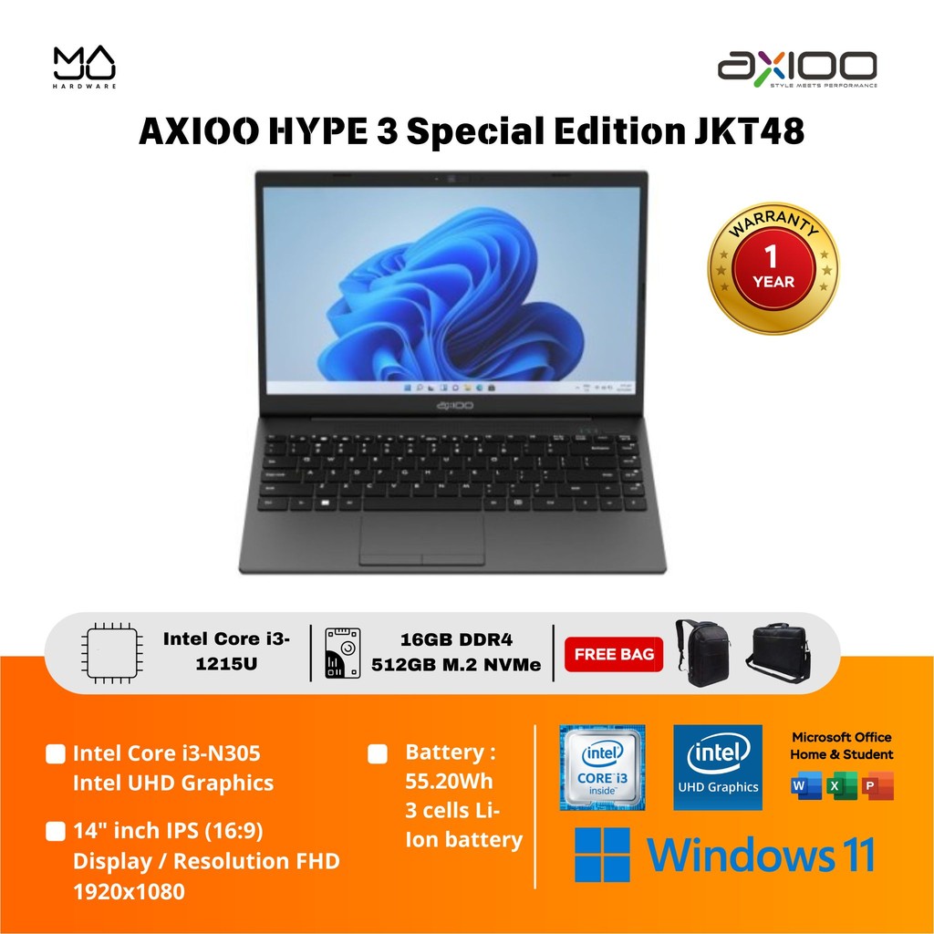 Laptop AXIOO HYPE 3 Special Edition JKT48 Limited | i3 1215U 16GB 512SSD WINDOWS 11 - Normal