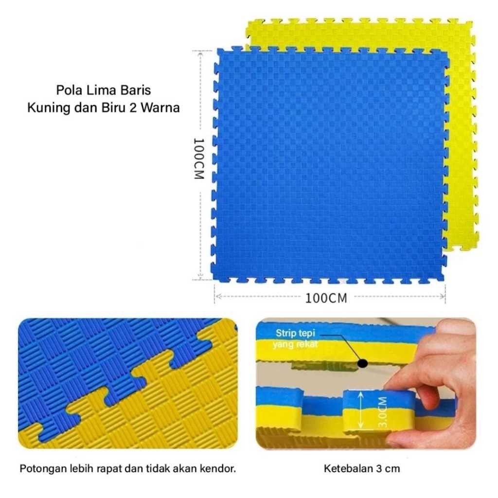 3cm matras beladiri ukuran 103cm x 103cm matras karate tebal 3cm motif bolak-balik