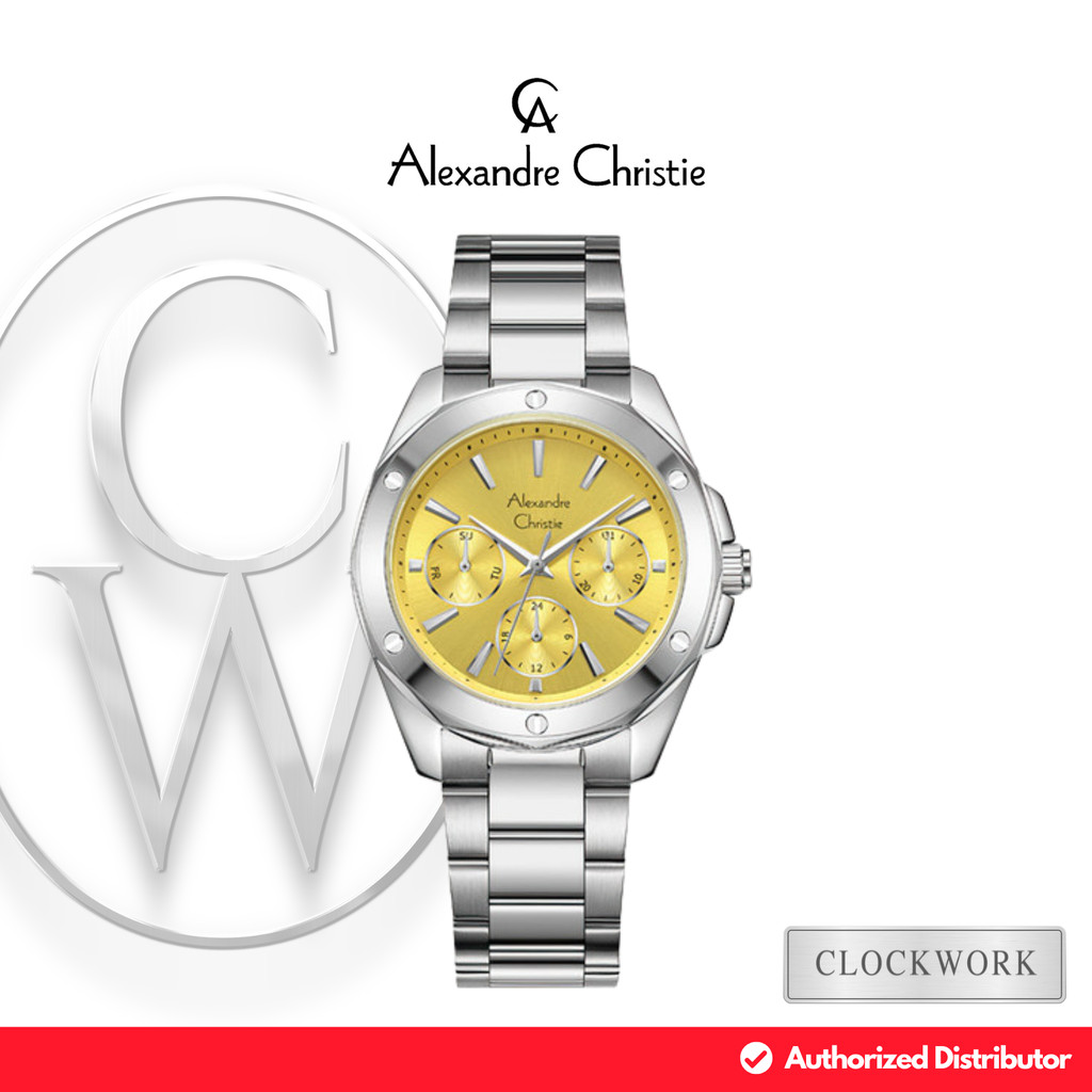 Jam Tangan Wanita Alexandre Christie Multifungsi AC 2A72 BFBSSYL Rantai Sporty Minimalis Silver dial