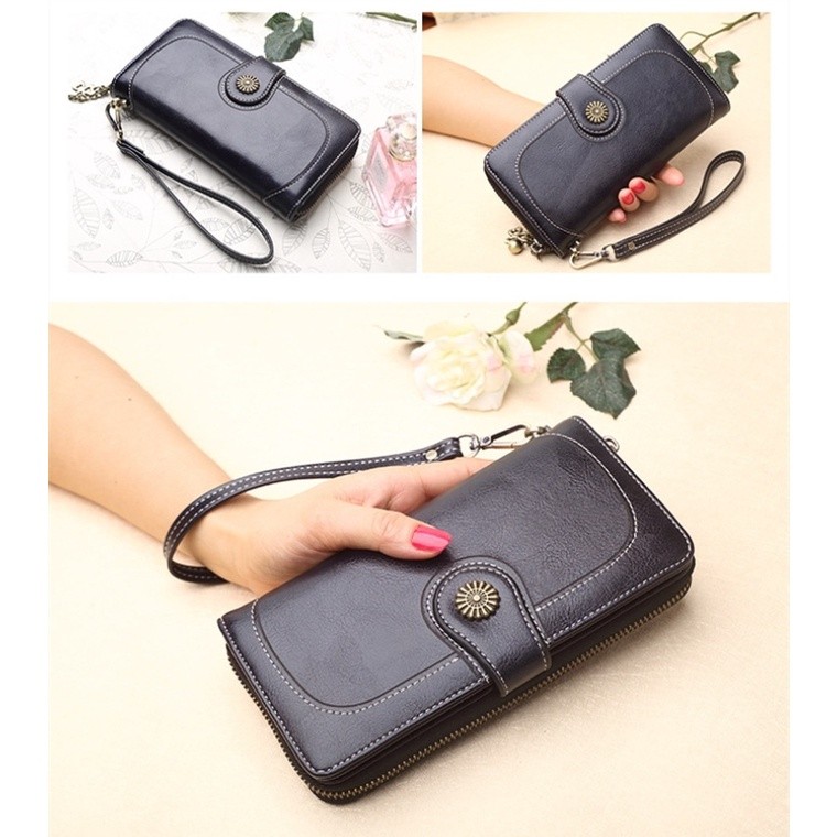 YAQEEN DOMPET PESTA PANJANG WANITA KULIT PREMIUM MEWAH BRANDED MARIN ASLI FASHION KOREA TALI