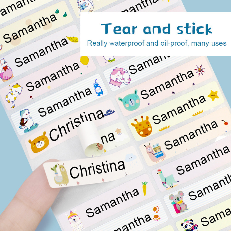 

Name Sticker Custom Waterproof Kawaii Decals Personalized First Name Label for Children School Stationery Bottle Tag