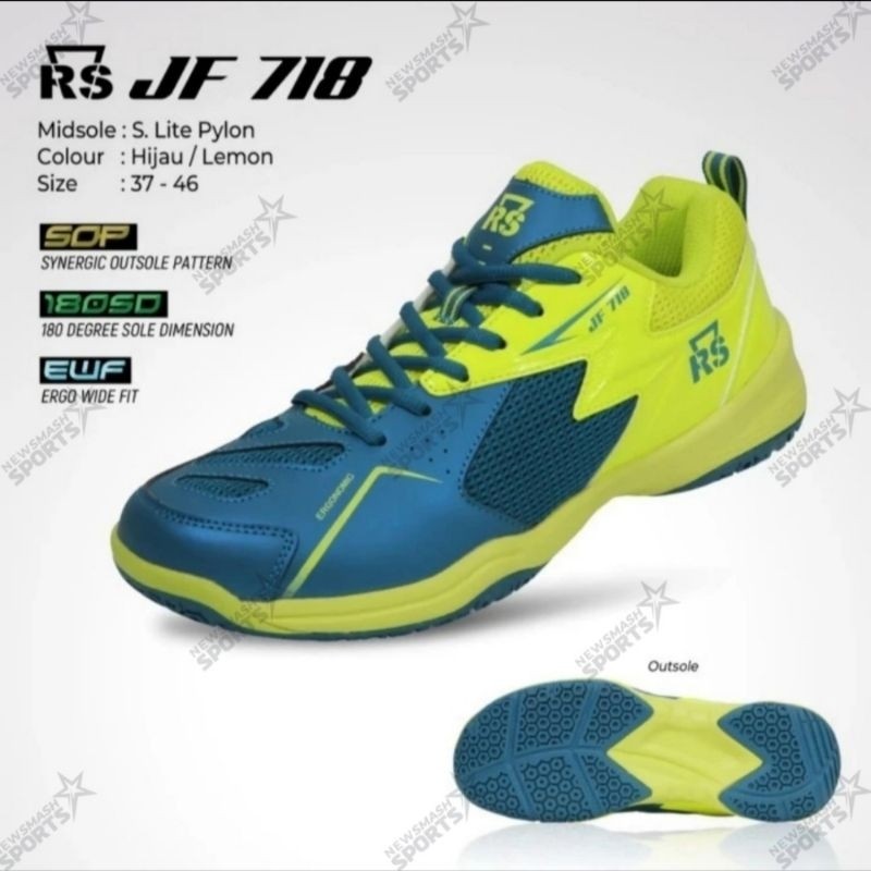 sepatu badminton RS jf 718 green/lemon