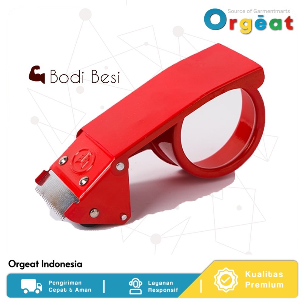 

Dispenser Tape Tempat Pemotong Lakban Bodi Besi Tajam MURAH Orgeat Indonesia