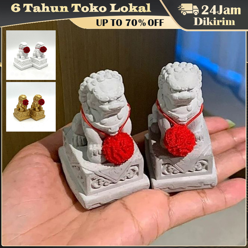 Patung Miniatur Singa Batu Tsioh-Sai / Qilin Samsi Fu Dog Dekorasi Rumah