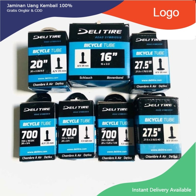 BAN DALAM SEPEDA DELITIRE UKURAN 16X3.0/18X2.125-3.0/20X2.30/27.5X1.75/27.5X2.10/700X19-23C/700X25-2