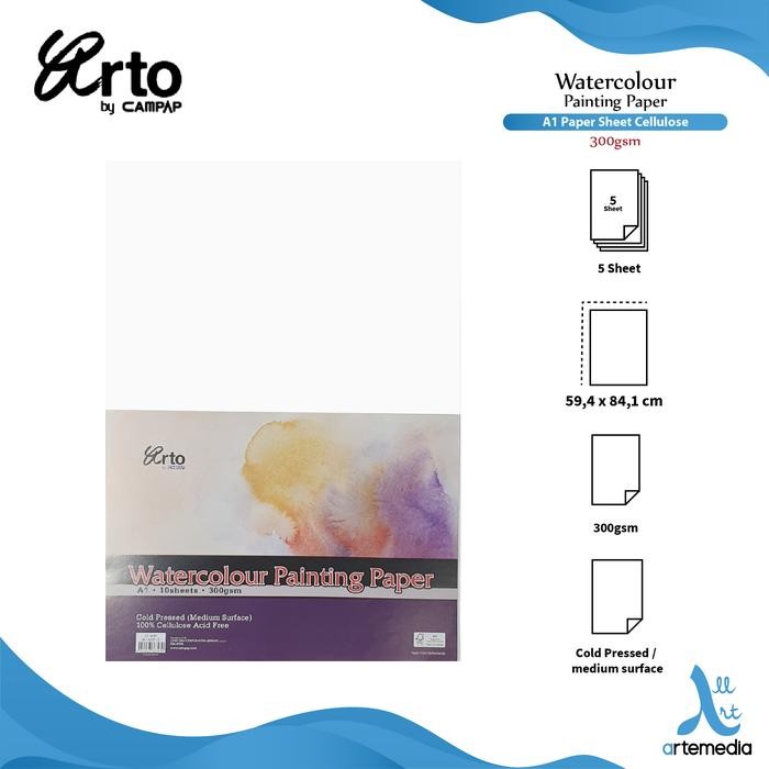 

TERLARIS! Arto A1 Watercolour Paper Sheets - CELLULOSE 200g