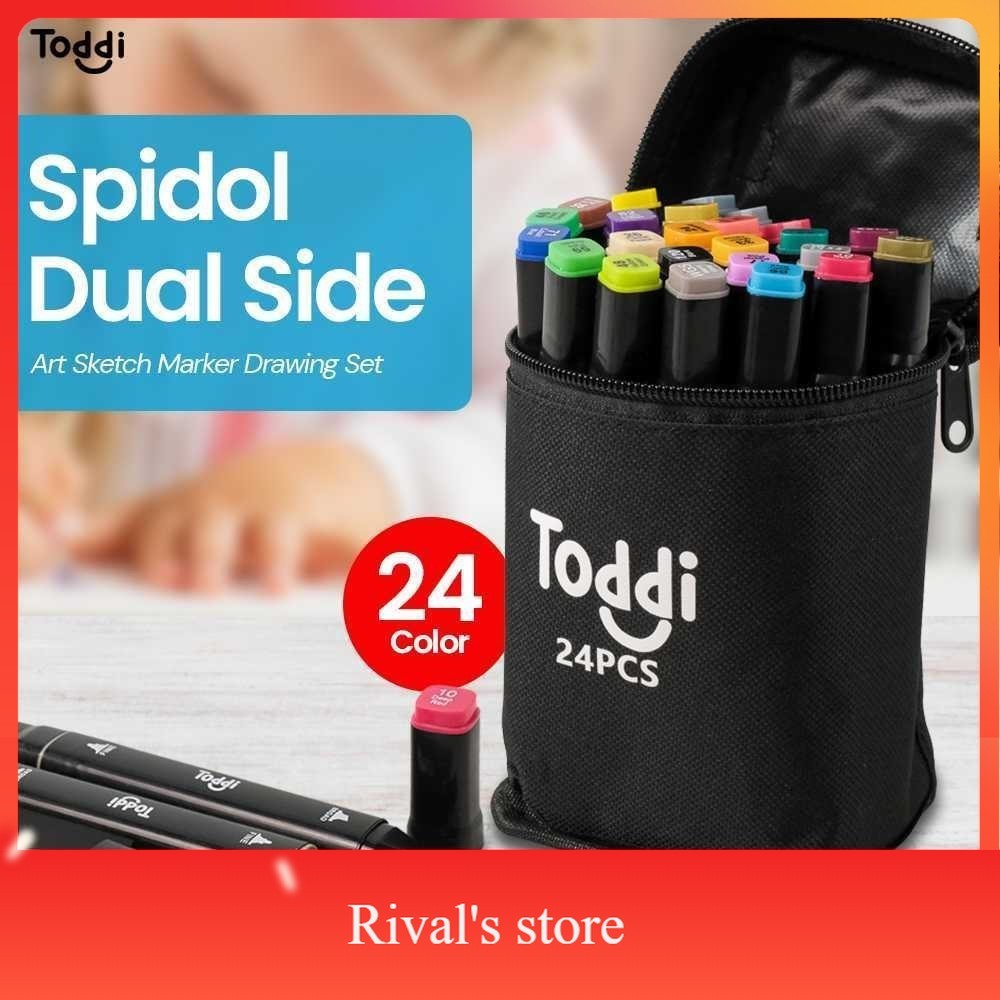 

Toddi Spidol Dual Side Fine Art Marker Brush Double Tip 1.0mm 6.0mm - CY-006