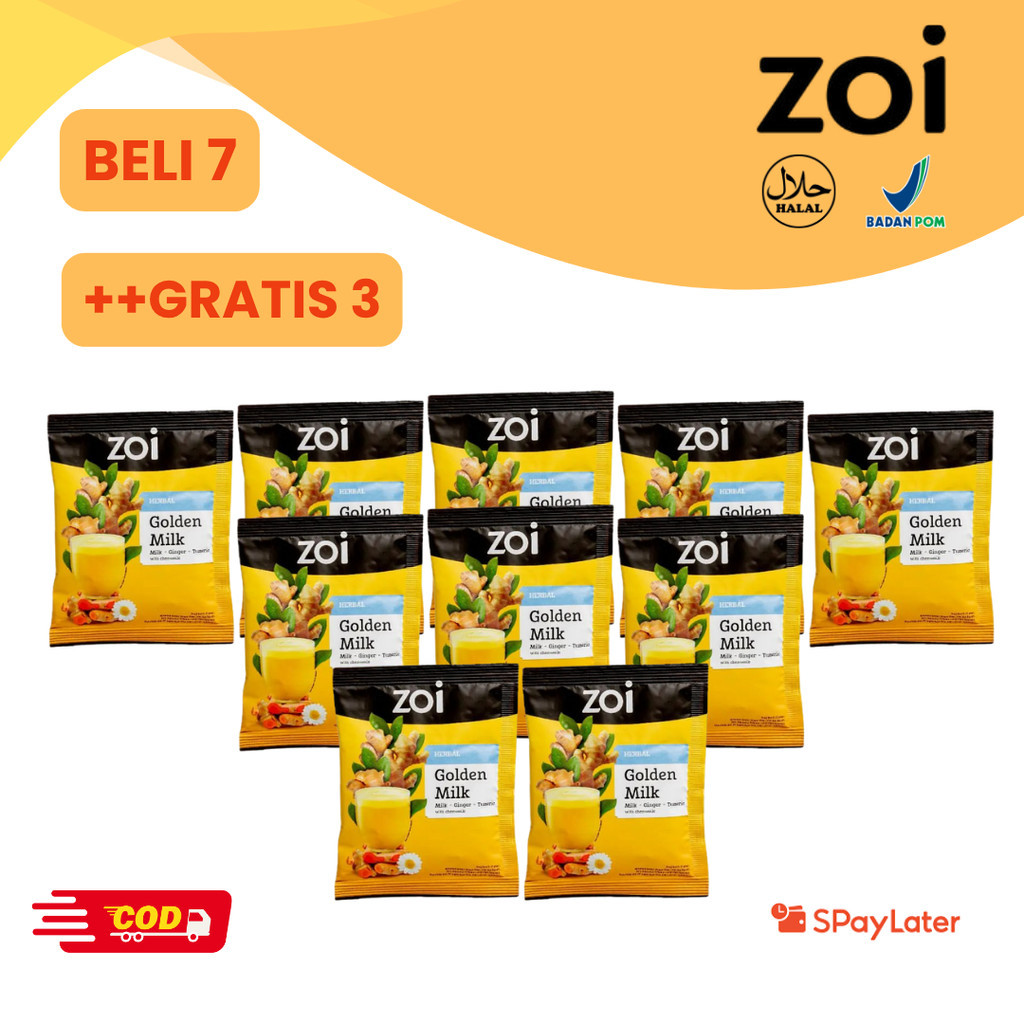 

[Beli 6 Gratis 4 Sachet] ZOI GOLDEN MILK Susu Herbal Pilihan untuk Penyakit Maag Aman Sehat Halal