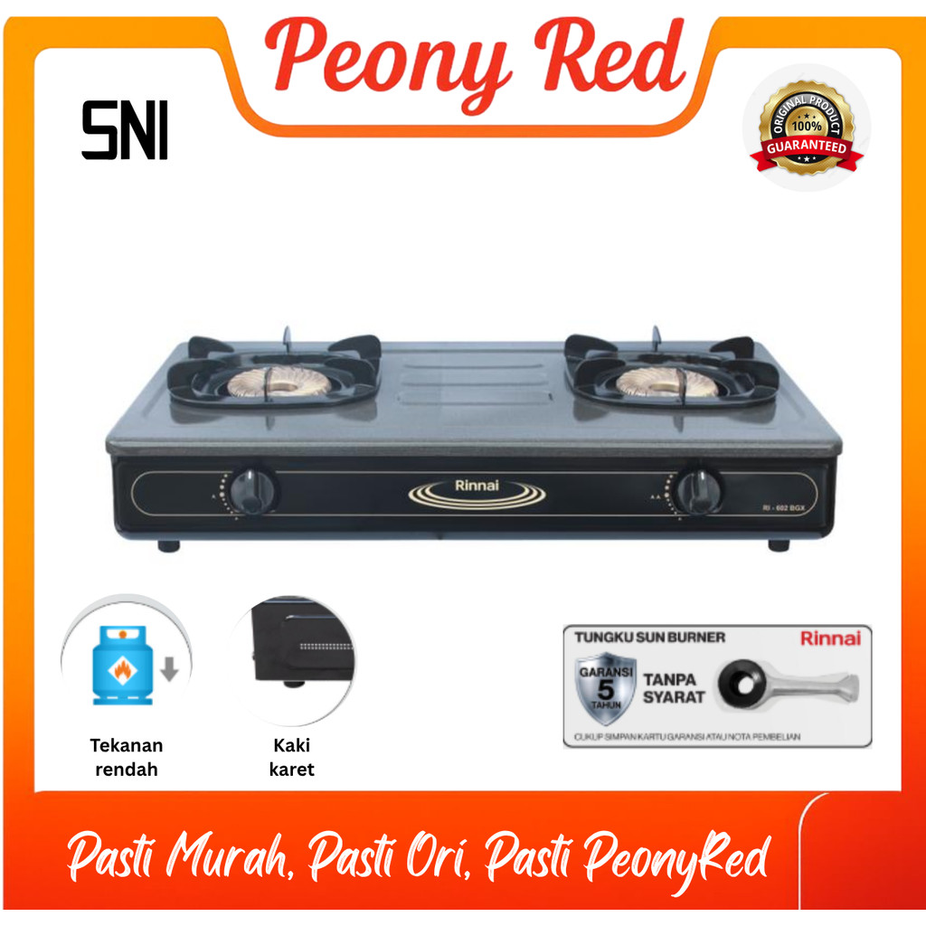 RINNAI KOMPOR GAS RI-602 BGX / RI 602 BGX / RI602BGX [GARANSI RESMI]