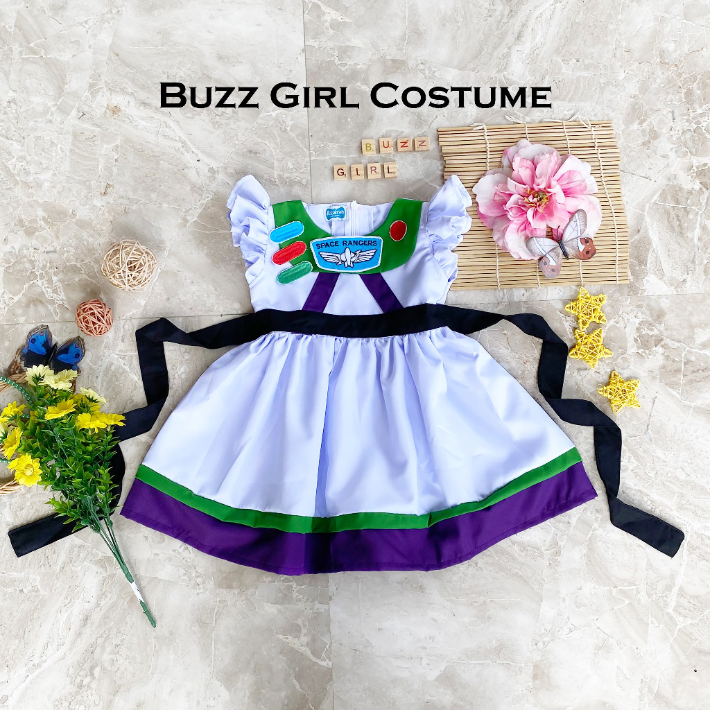 Dress Buzz Kostum Buzz Girl Dress Anak Cewek Inspirasi Buzz Lightyear yang Imut