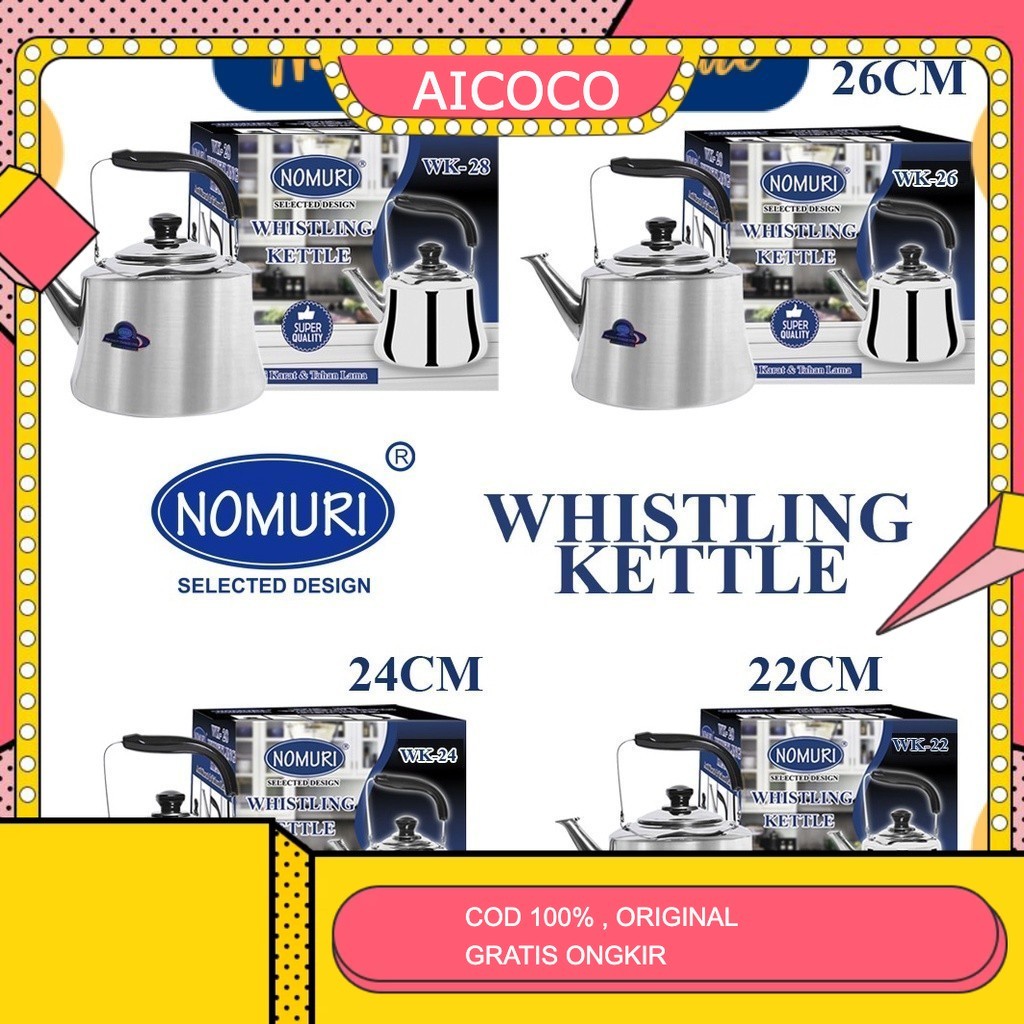 AICOCO HOUSEWARE - Teko Bunyi 4L 5L 6L 7L Ceret Siul WK Stainless Steel Nomuri PECAH BELAH