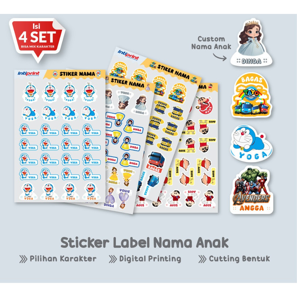 

Stiker Label Nama Anak Sekolah / Label Nama Anak Custom / Stiker Nama Anak Karakter Lucu