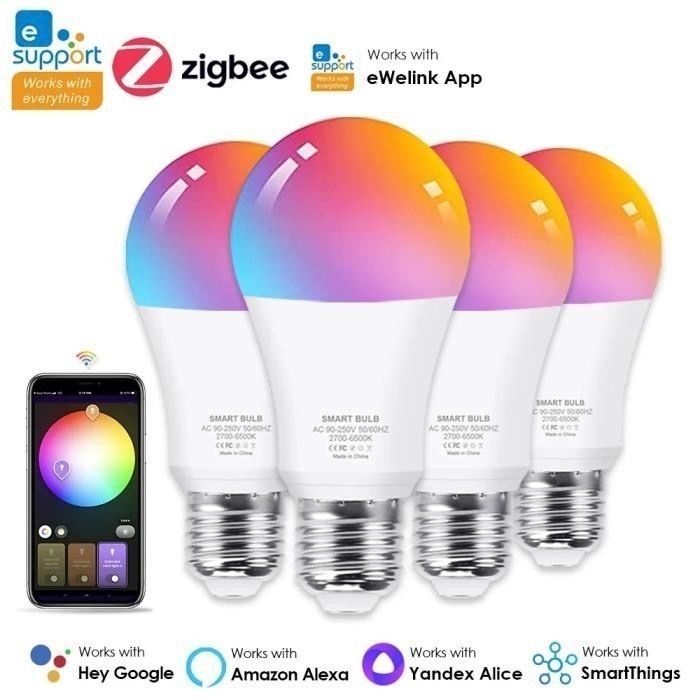 Smart Light eWelink Zigbee Bulb Support Alexa Google Voice Control E27 - Tuya, Wifi