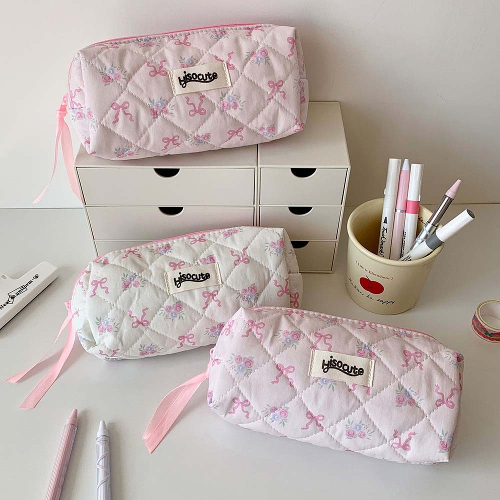 

Bowknot Bow Stationery Bag Pink/White Desktop Storage Korean Style Pencil Case Aesthetic Large Capacity Bow Pencil Pouch