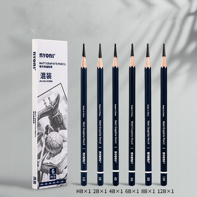 

NYONI Matte Sketch Pencil 2B 4B 6B 8B 12B Artist Students Matt Graphite Pencils Set for Sketching Painting Drawing Art Supplies