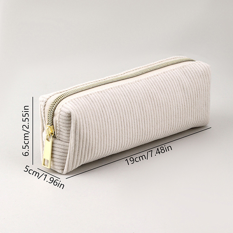 

Corduroy Pencil Case Large Capacity Pencil Cases Stationery Solid Color Trousse Kawaii Kalemlik School Supplies Pencil Pouch