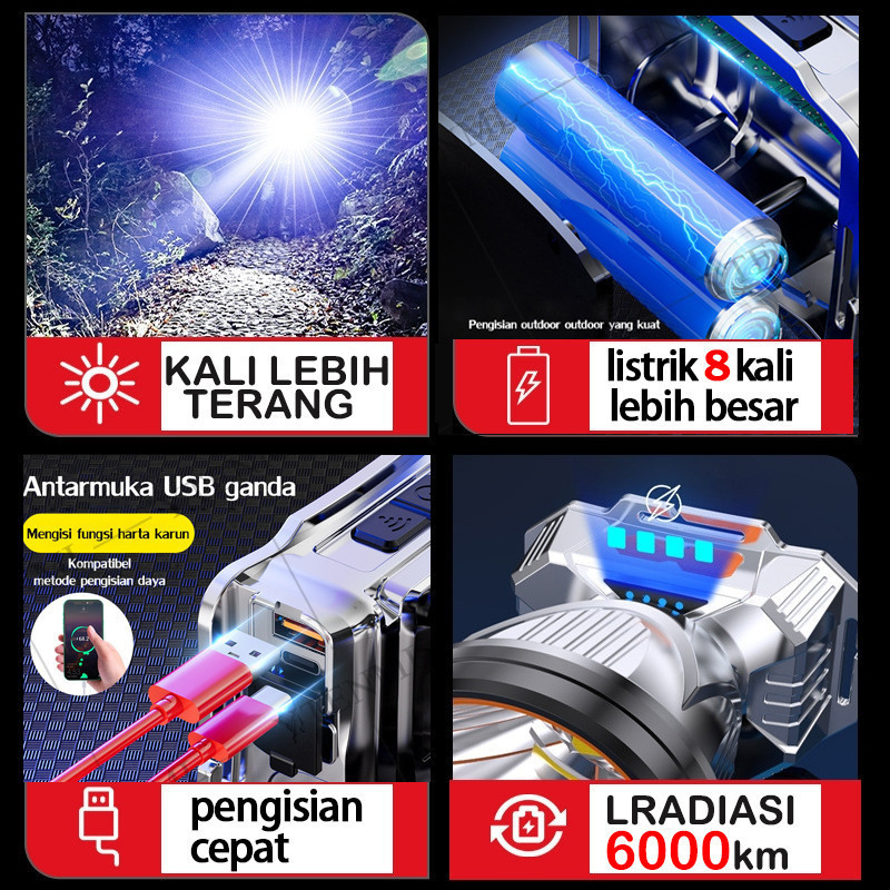 NR Senter Kepala Super Terang 500 Watt Original/Headlamp Outdoor Senter Kepala 500 Watt Super Terang