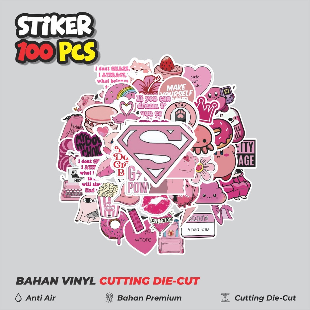 

Terbaru! 50 pcs Stiker Aesthetic Pinterest Pink v1 Dekorasi Lucu Kreatif untuk Notebook, Skateboard, HP