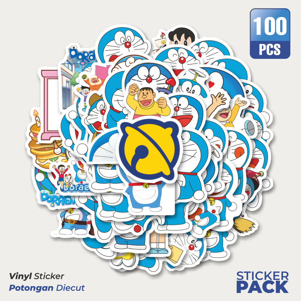 

Stiker Vinyl Sticker Kartun Doraemon Sticker Waterproof Aesthetic- Untuk Laptop, Motor, dan Helm - Paper Stationery Pack