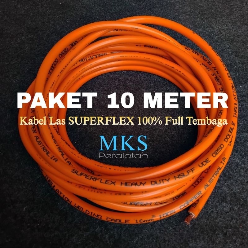 [PAKET 10 METER] KABEL LAS SUPERFLEX ORANGE 16MM [100% FULL TEMBAGA] | KABEL LAS 16MM SUPERFLEXBLE 1