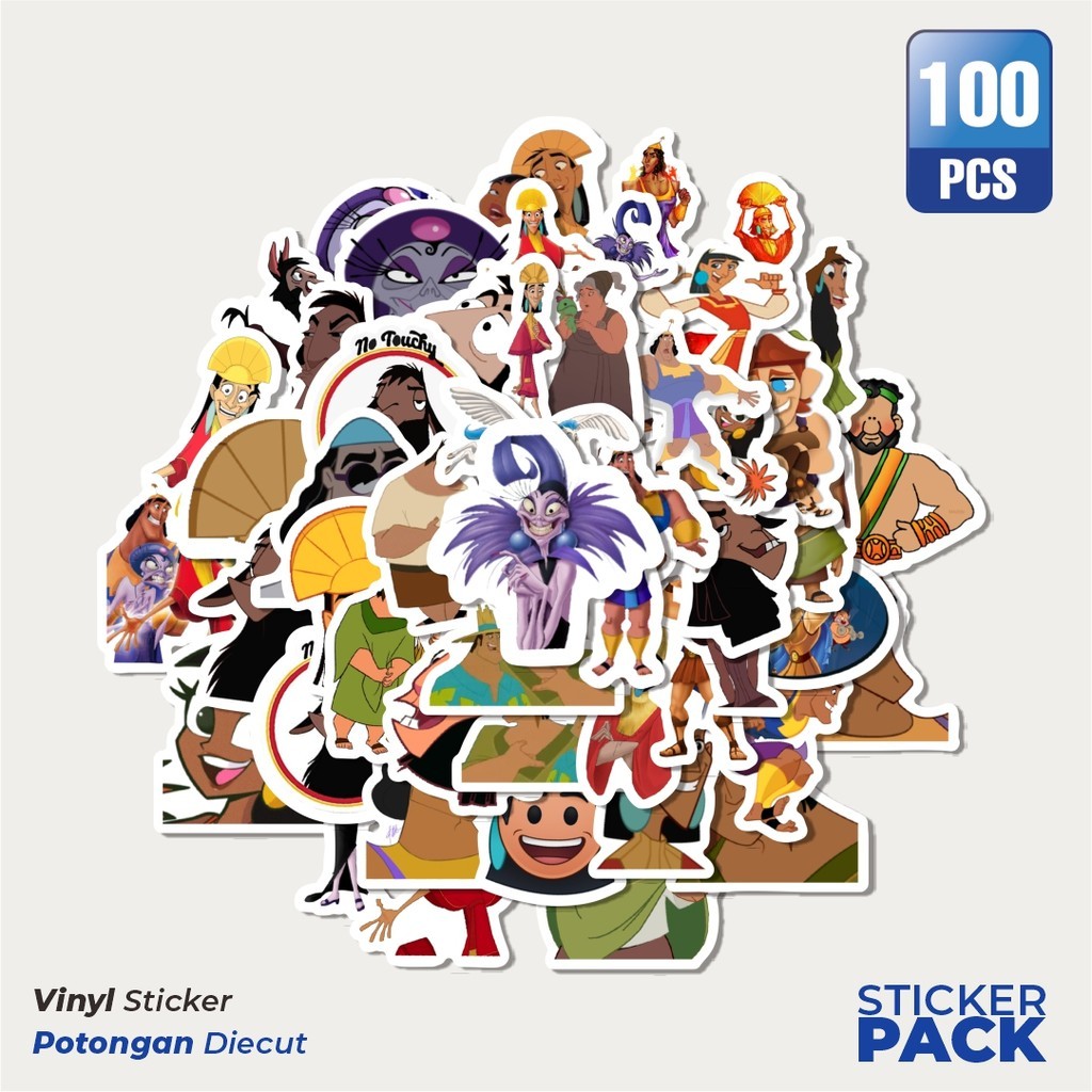 

100 PCS STIKER Sticker Kartun The Emperor's New School Sticker Waterproof Aesthetic- Untuk Laptop, Motor, dan Helm - Paper Stationery Pack