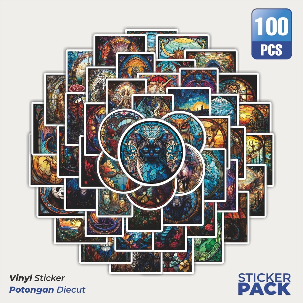 

MURAH 100 PCS Stiker Splice Mosaic Art Versi 2 Waterproof Aesthetic- Untuk Laptop, Motor, dan Helm - Paper Stationery Pack